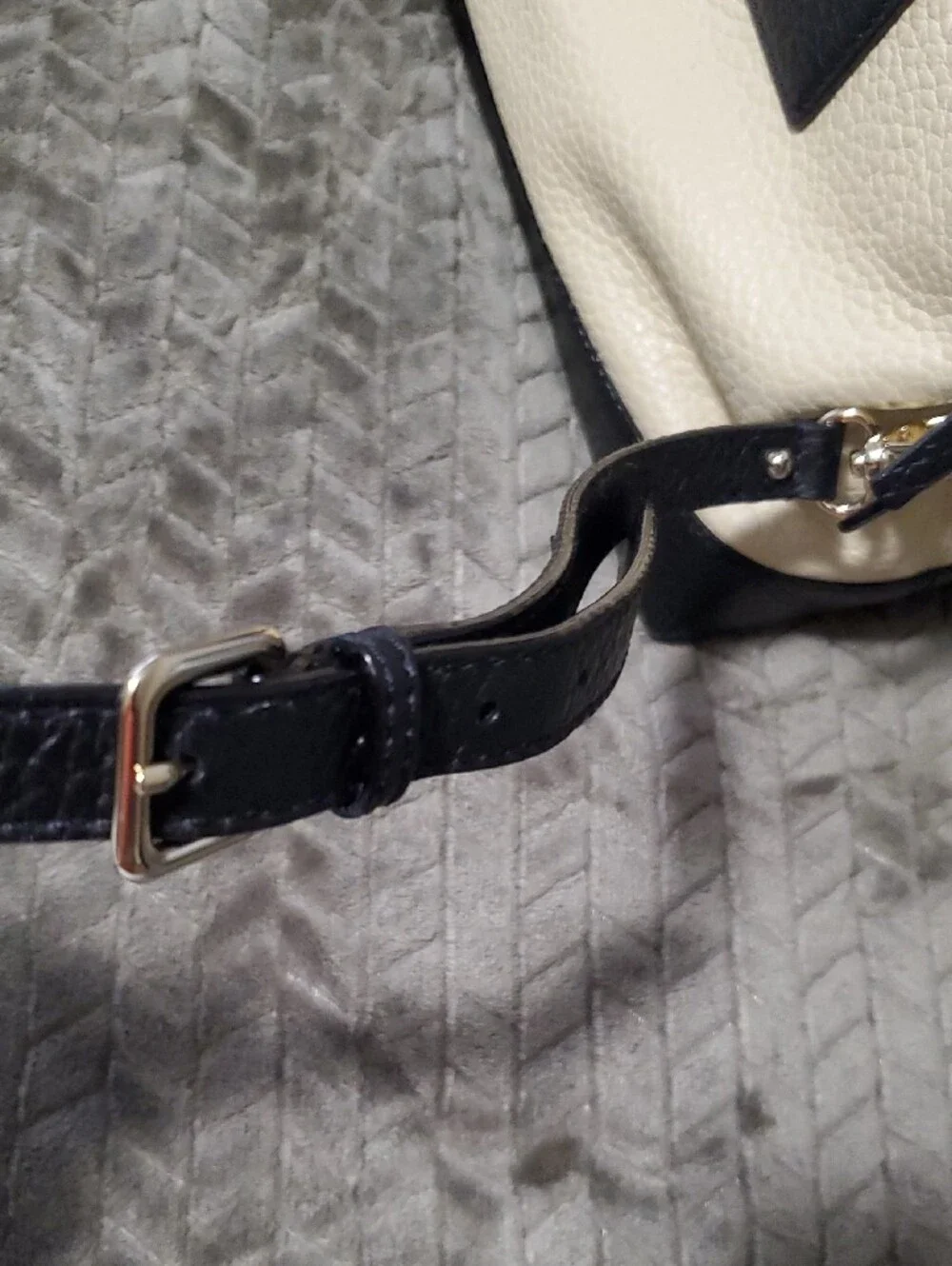 KATE SPADE Two-Tone Cream and Black Dome Satchel with Shoulder Strap